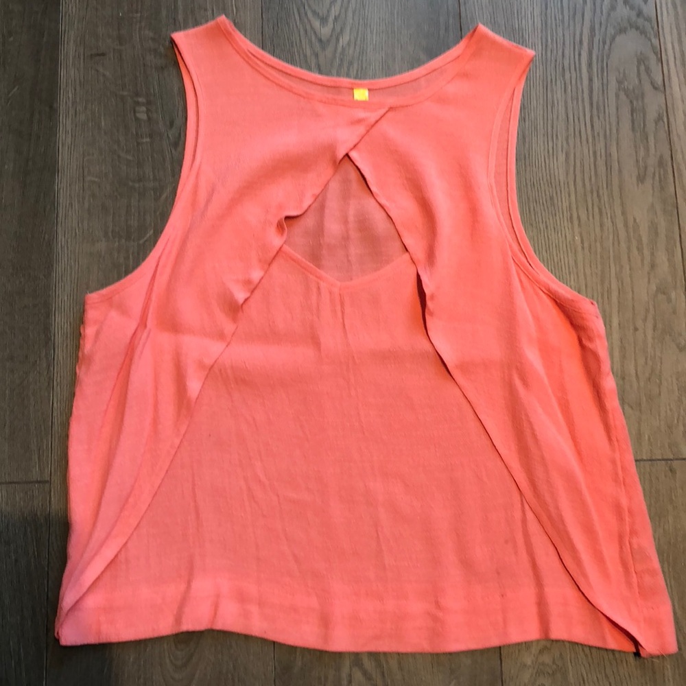 Free People, coral peek a boo tank, size S